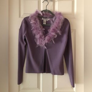 Joseph A. Lavender Sweater with Feather Collar - size S